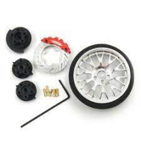 YEAH-0625SV ALUMINUM TRANSMITTER STEERING WHEEL SET SILVER TYPE A FOR FUTABA KO SANWA FLYSKY NB4